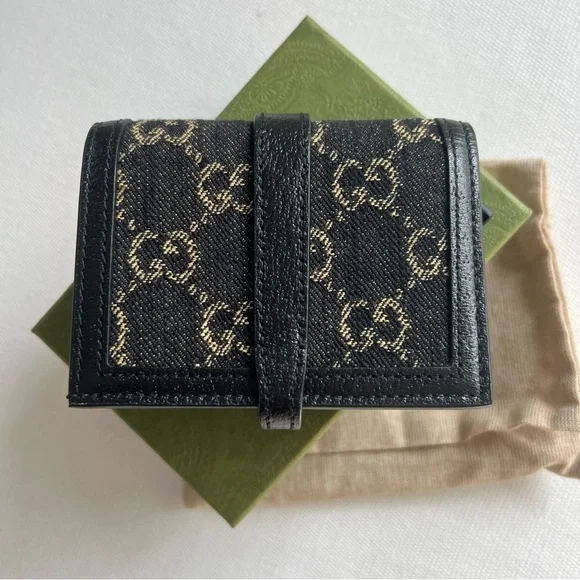 BRAND NEW!! Gucci GG Jackie Denim Black and Gold Wallet - Picture 4 of 11